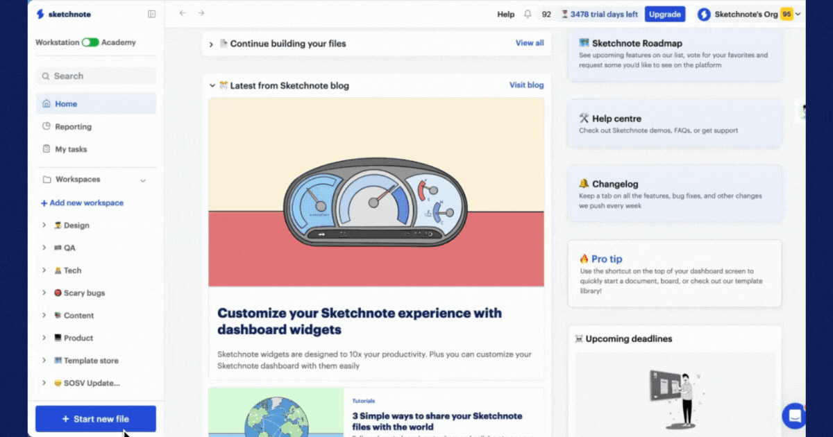 A gif of a Google Sheet being embedded on Sketchnore