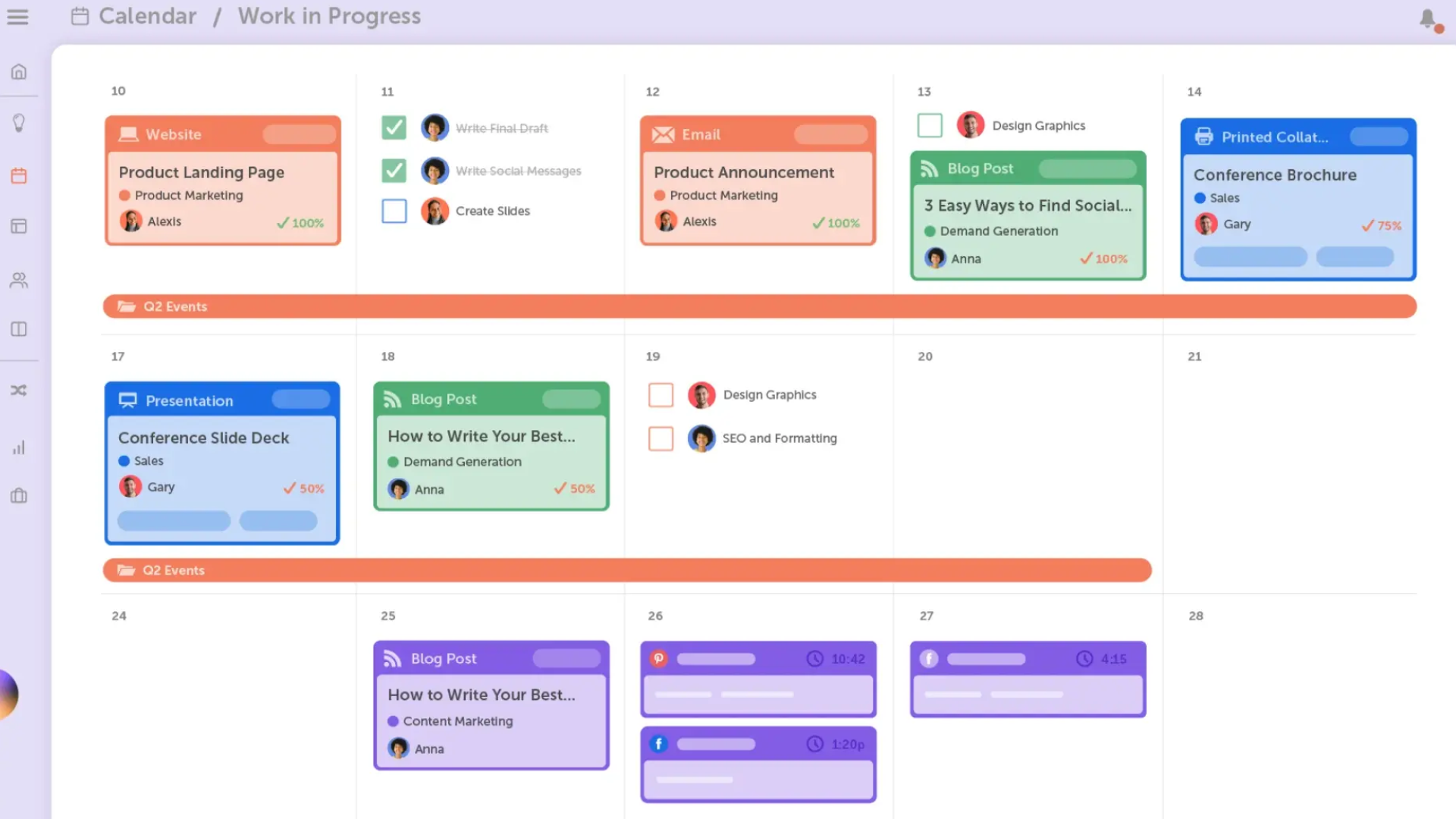 A screenshot of CoSchedule