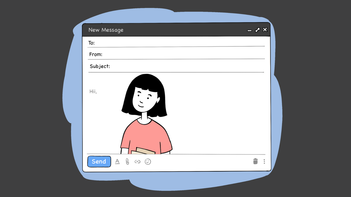 An email composer with Lucy Lee's picture in the body copy
